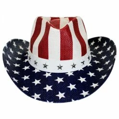 USA Flag Toyo Straw Western Hat