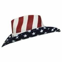 Alternative view of USA Flag Toyo Straw Western Hat