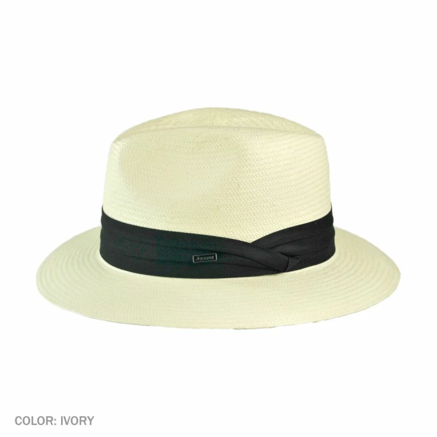 Toyo Straw Safari Fedora Hat - Black Band - Image 2