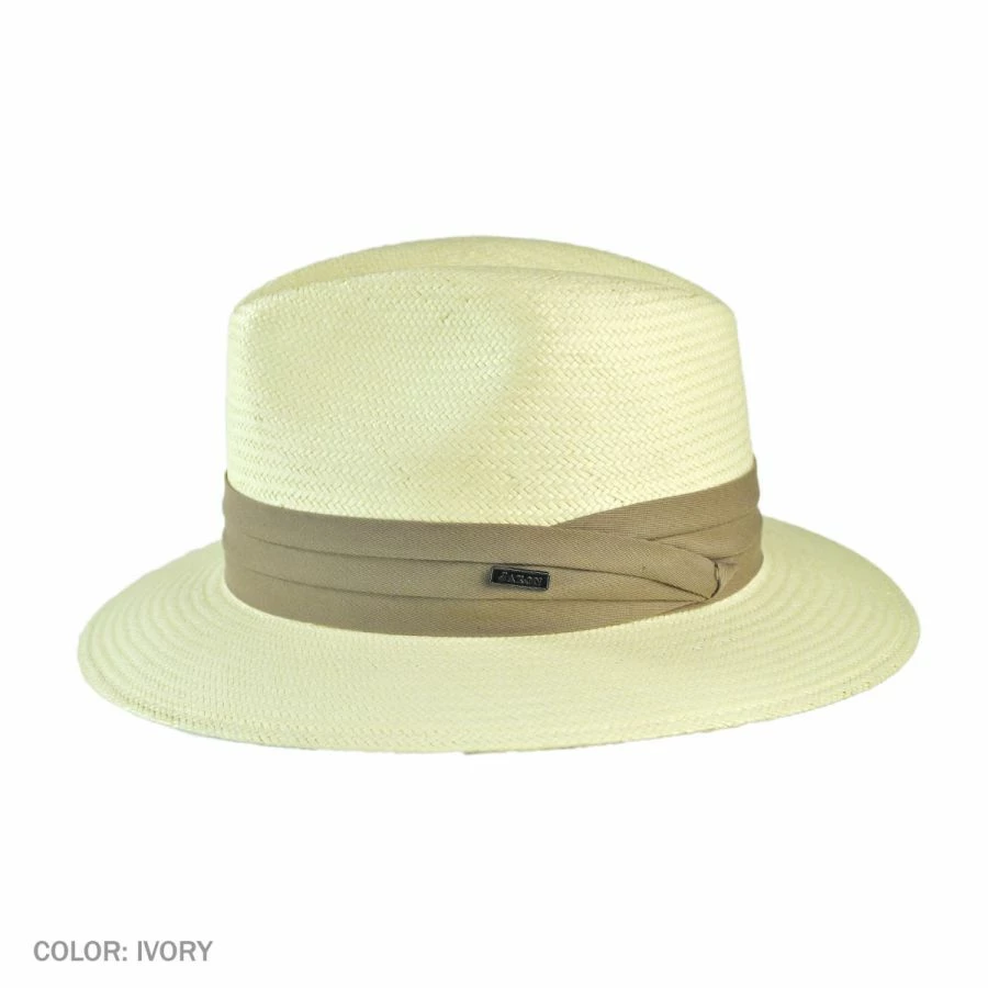 Toyo Straw Safari Fedora Hat - Khaki Band 2 Toyo Straw Safari Fedora Hat - Khaki Band - Image 2
