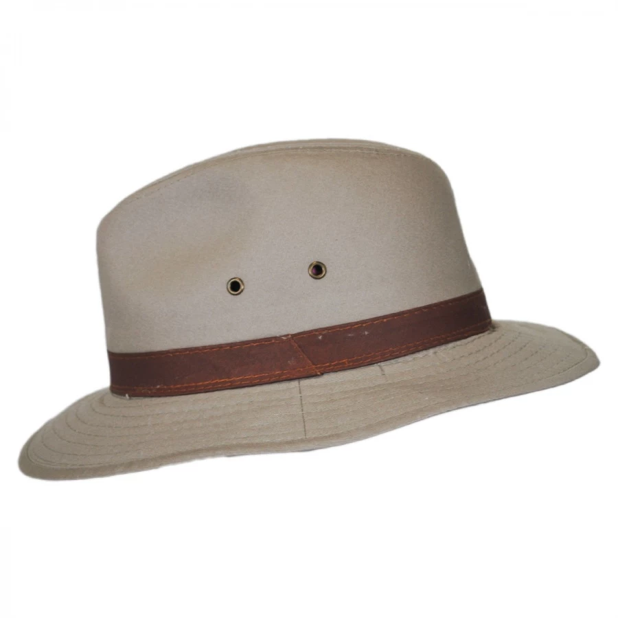 Packable Cotton Twill Safari Fedora Hat 2 Packable Cotton Twill Safari Fedora Hat - Image 2