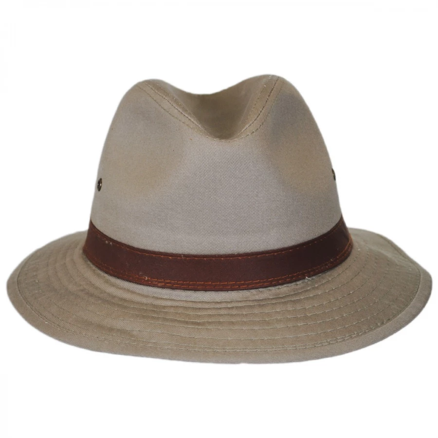 Packable Cotton Twill Safari Fedora Hat 3 Packable Cotton Twill Safari Fedora Hat - Image 3