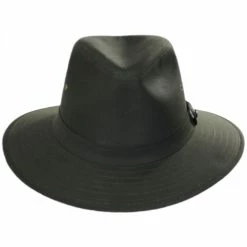 Cotton Oilcloth Safari Fedora Hat - Olive Green