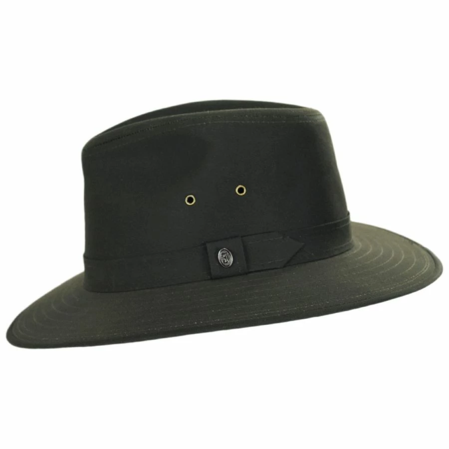 Cotton Oilcloth Safari Fedora Hat - Olive Green - Image 2
