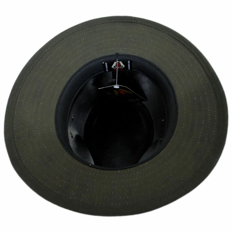Cotton Oilcloth Safari Fedora Hat - Olive Green - Image 3