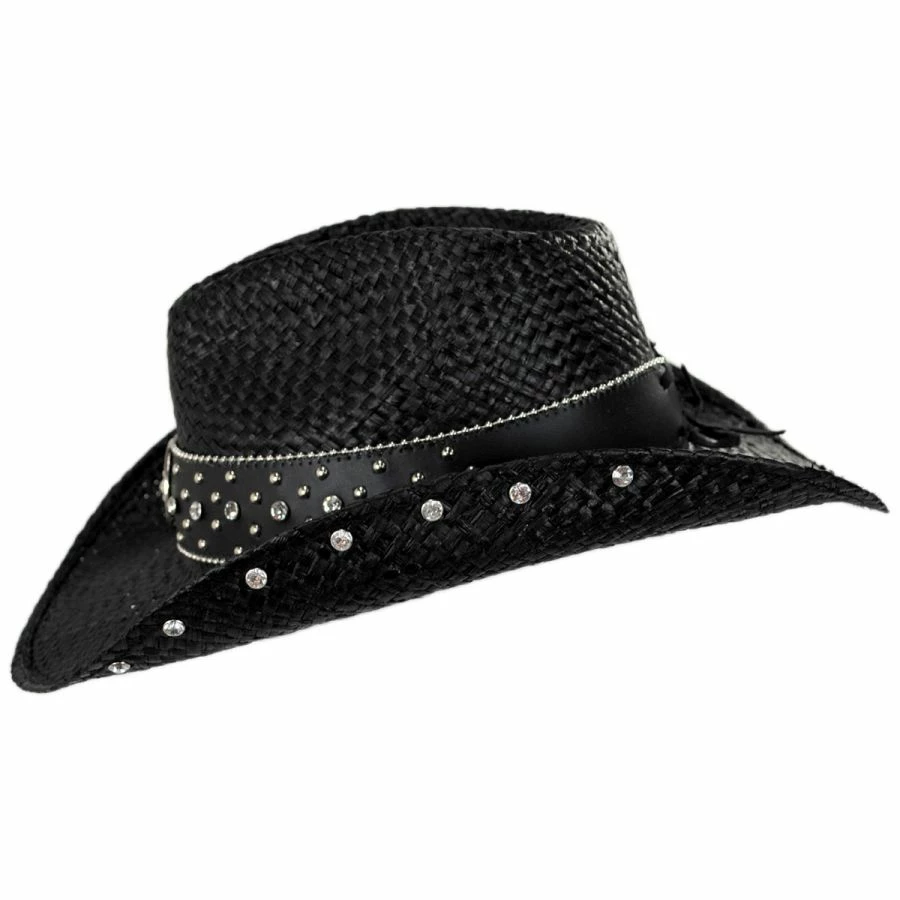 Rhinestone Raffia Straw Western Hat - Image 2