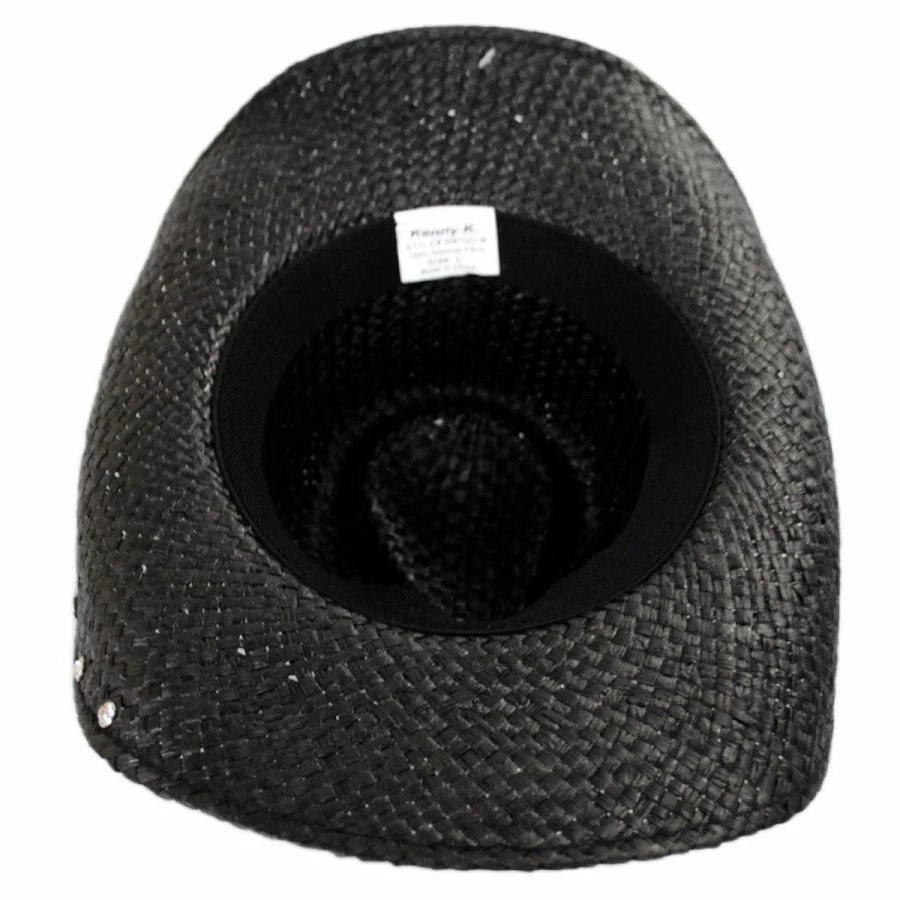 Rhinestone Raffia Straw Western Hat - Image 3