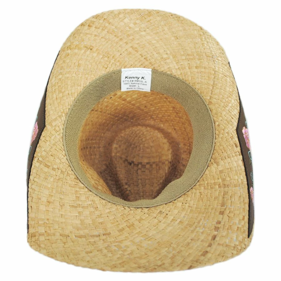Pink Rose Raffia Straw Western Hat 3 Pink Rose Raffia Straw Western Hat - Image 3