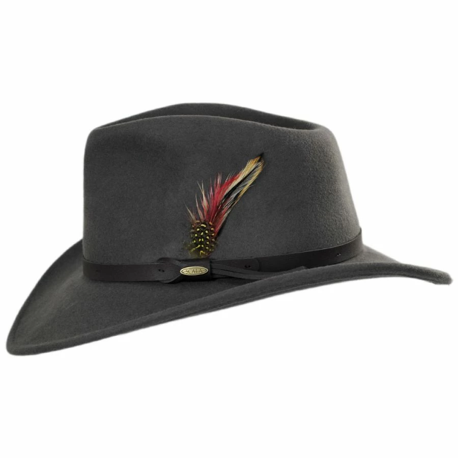 Scala Dakota Wool Crushable Outback Hat - Gray 2 Scala Dakota Wool Crushable Outback Hat - Gray - Image 2