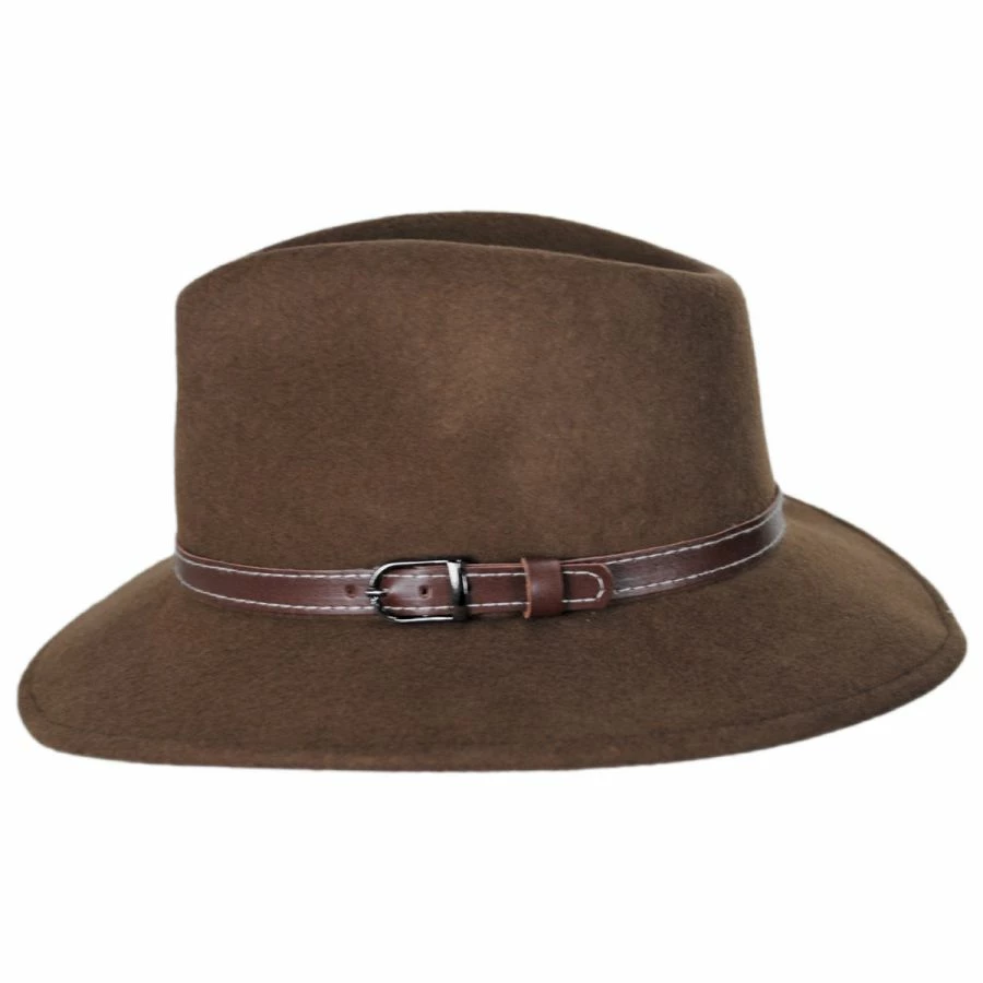 Leather Band Wool Felt Fedora Hat - Image 2