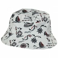 Kids' Nautical Reversible Cotton Bucket Hat 3 Kids' Nautical Reversible Cotton Bucket Hat -CHARLIE 1 HORSE Shop 369863