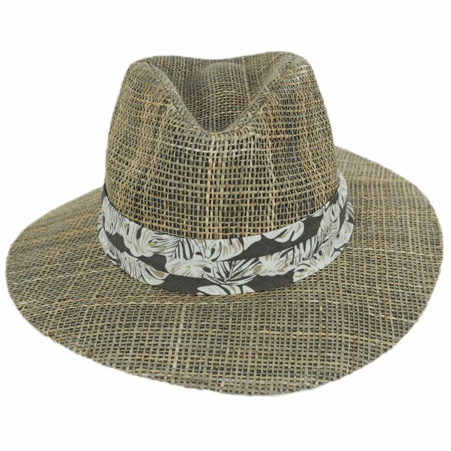 Scala Quest Seagrass Straw Safari Fedora Hat 1 Scala Quest Seagrass Straw Safari Fedora Hat