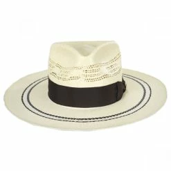 Chiron Wide Brim Bangora Straw Fedora Hat
