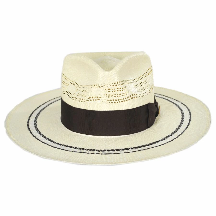 Chiron Wide Brim Bangora Straw Fedora Hat 1 Chiron Wide Brim Bangora Straw Fedora Hat