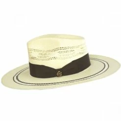 Alternative view of Chiron Wide Brim Bangora Straw Fedora Hat