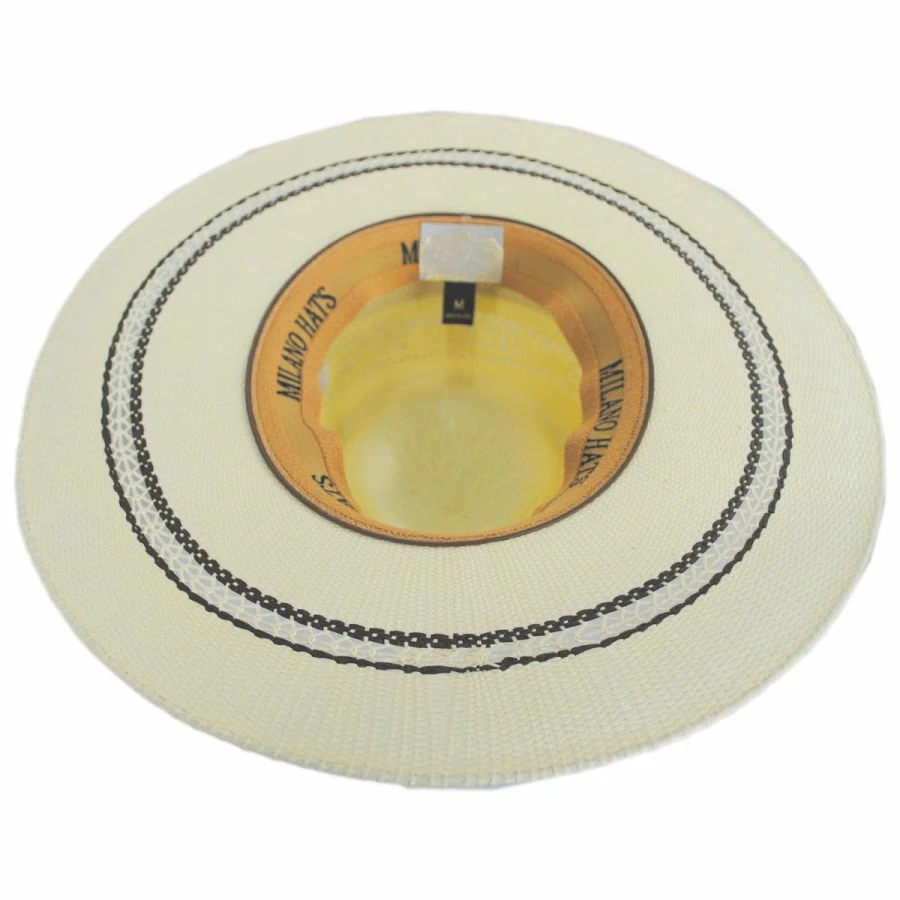 Chiron Wide Brim Bangora Straw Fedora Hat 3 Chiron Wide Brim Bangora Straw Fedora Hat - Image 3