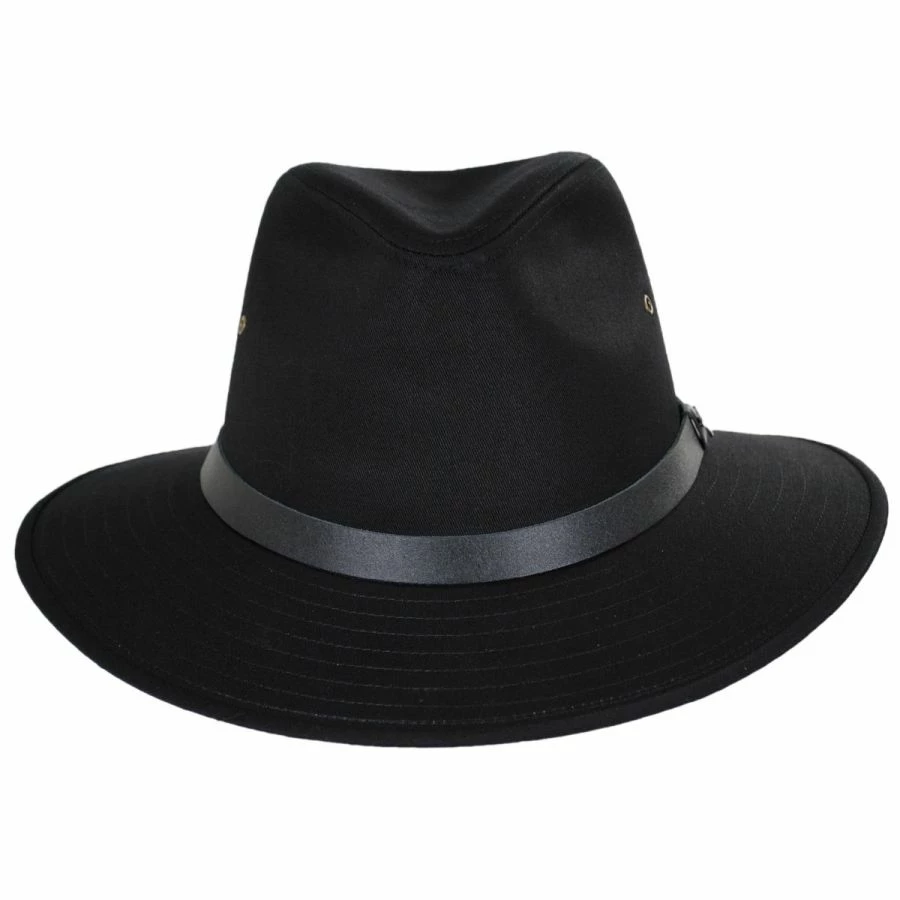 Cotton Safari Fedora Hat - Black 1 Cotton Safari Fedora Hat - Black