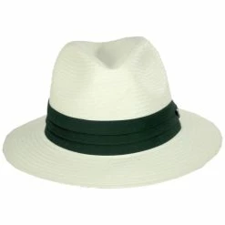 Toyo Straw Safari Fedora Hat - Green Band