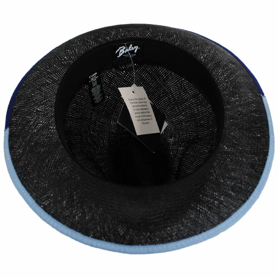 Hesmond Sisal Litestraw Fedora Hat - Black/Blue 3 Hesmond Sisal Litestraw Fedora Hat - Black/Blue - Image 3