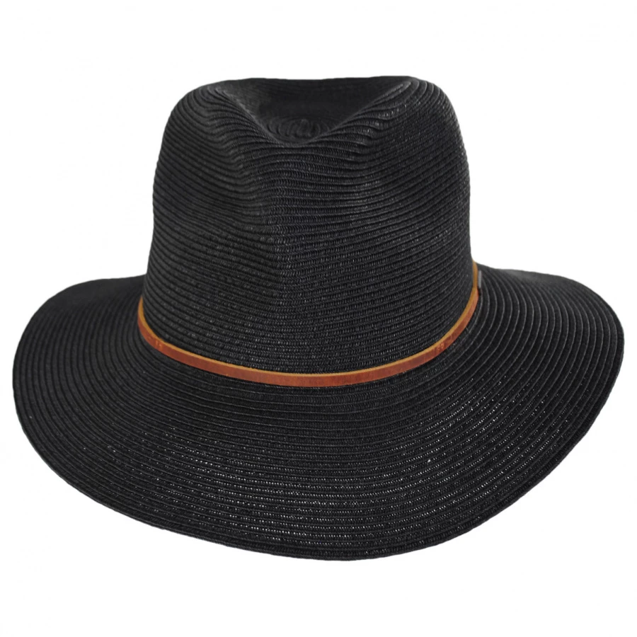 Wesley Braided Toyo Straw Fedora Hat - Black/Brown
