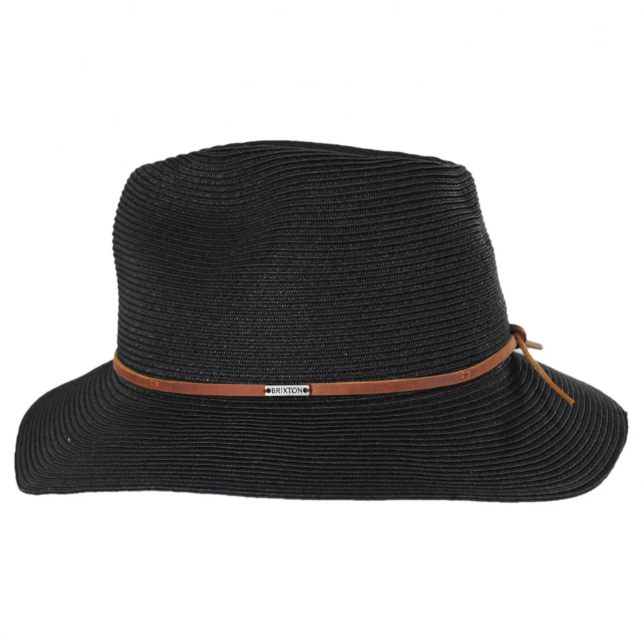 Wesley Braided Toyo Straw Fedora Hat - Black/Brown - Image 2