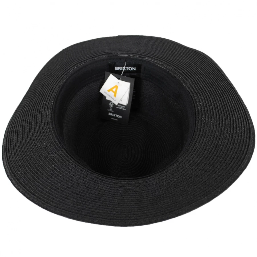 Wesley Braided Toyo Straw Fedora Hat - Black/Brown - Image 3
