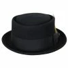 Crushable Wool Felt Pork Pie Hat - Black