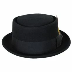 Crushable Wool Felt Pork Pie Hat - Black