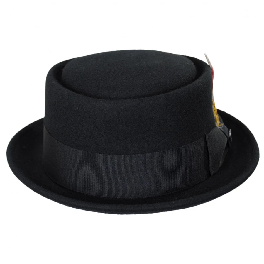 Crushable Wool Felt Pork Pie Hat - Black