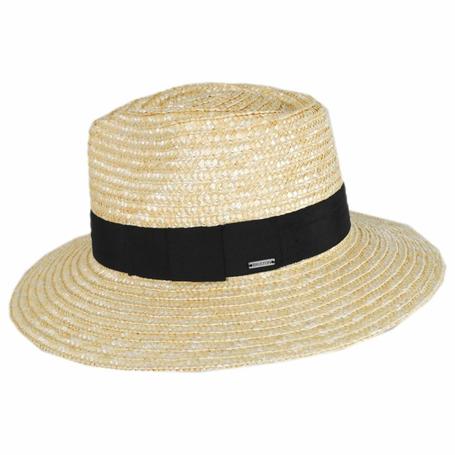 Joanna Petite Brim Wheat Straw Fedora Hat - Honey 2 Joanna Petite Brim Wheat Straw Fedora Hat - Honey - Image 2