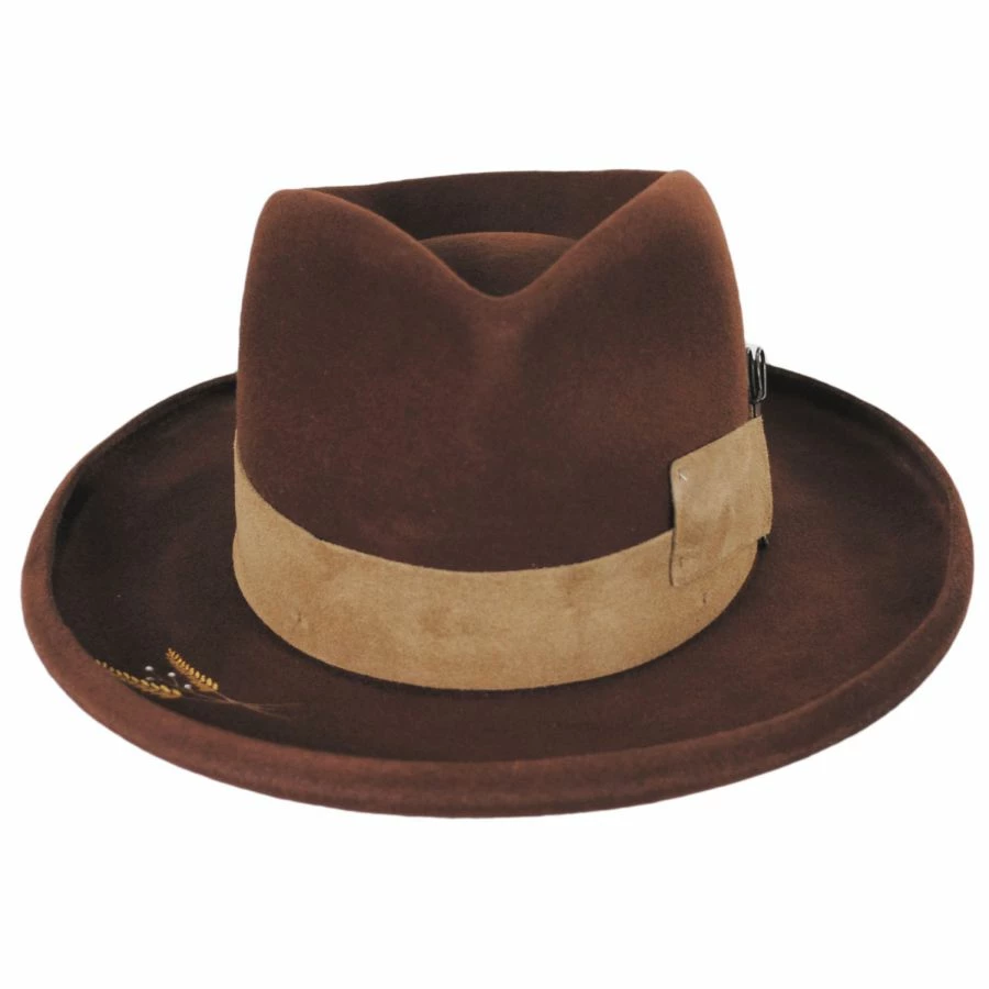 RENEGADE Casville Pencil Curl Brim Wool Felt Fedora Hat