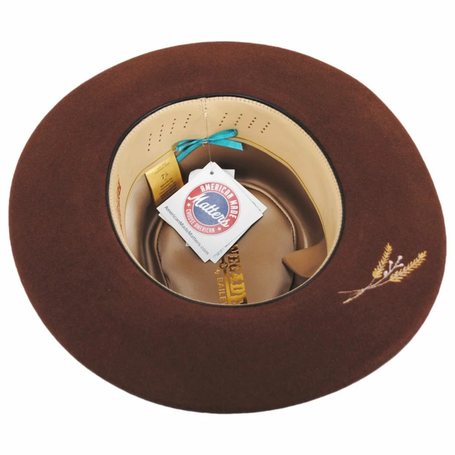 RENEGADE Casville Pencil Curl Brim Wool Felt Fedora Hat - Image 3