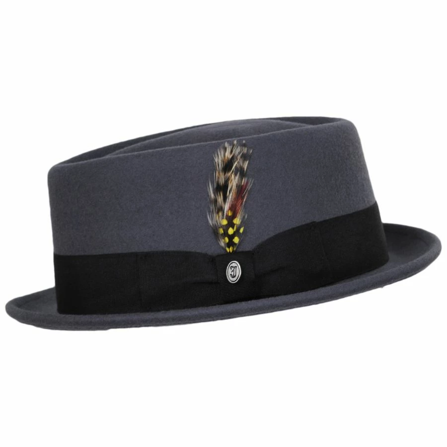 Wool Felt Diamond Crown Fedora Hat - Gray 2 Wool Felt Diamond Crown Fedora Hat - Gray - Image 2