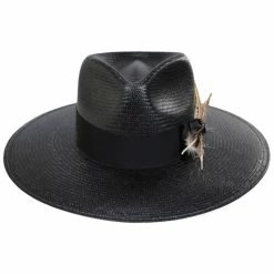 Stetson Atacama Shantung Straw Fedora Hat - Black