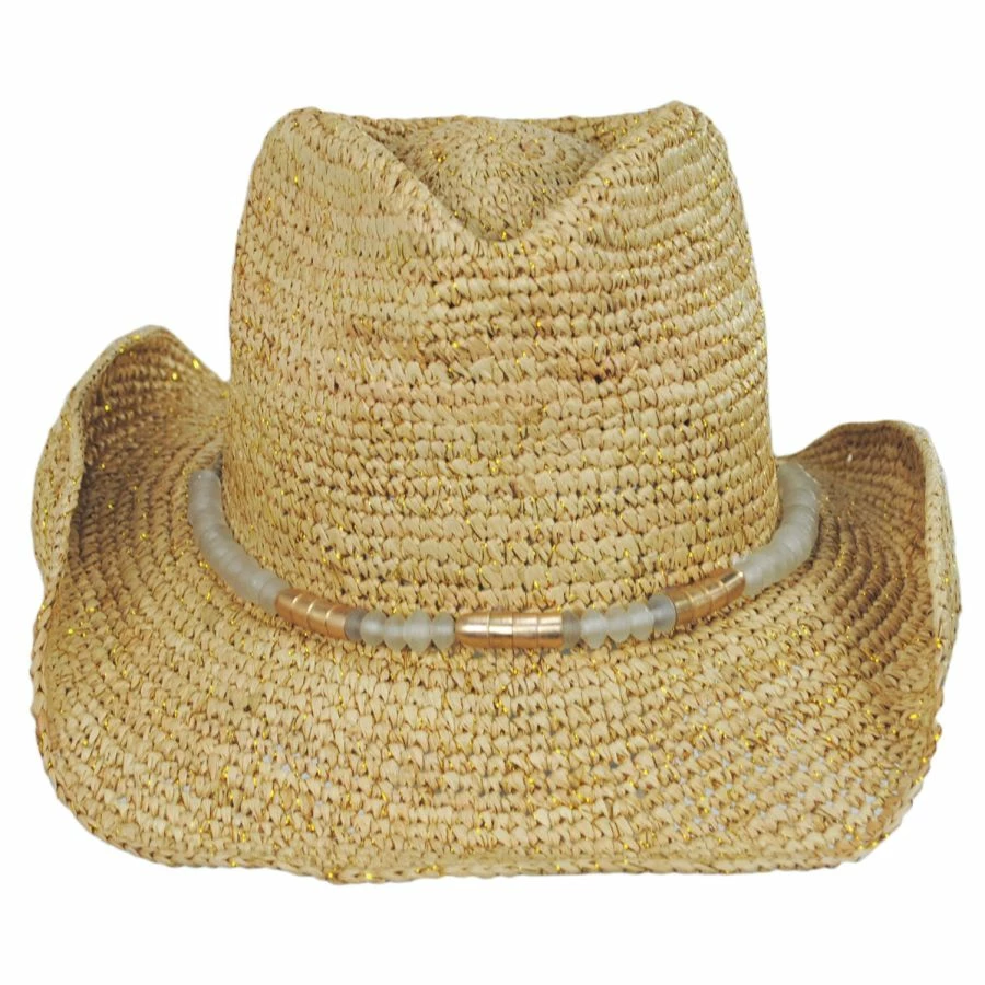 Chrysta Crochet Raffia Straw Western Hat 1 Chrysta Crochet Raffia Straw Western Hat