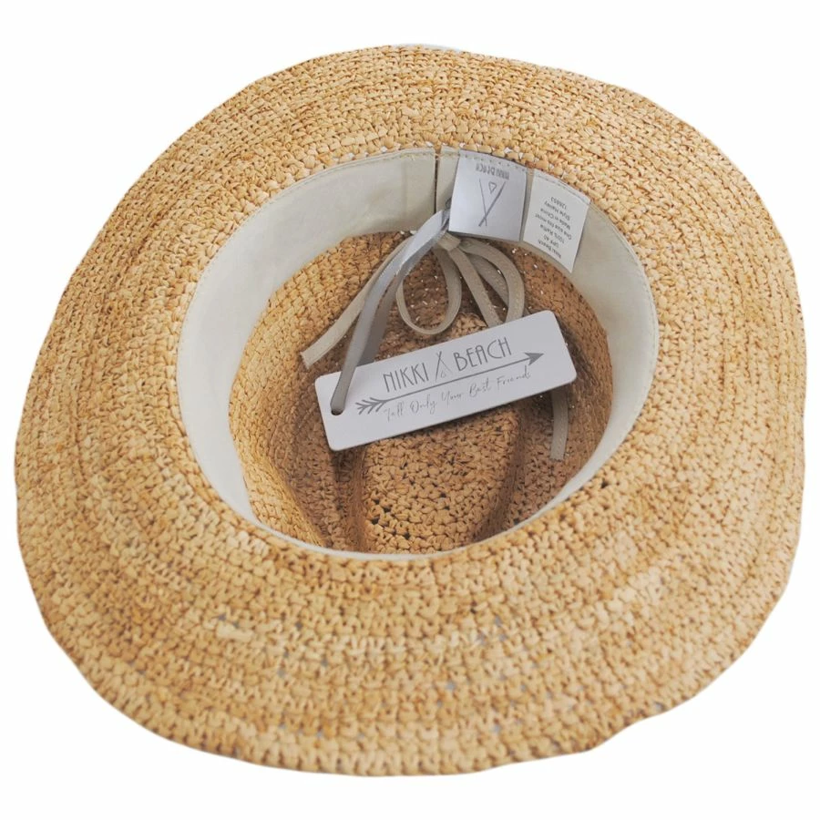 Hailey Crochet Raffia Straw Fedora Hat 3 Hailey Crochet Raffia Straw Fedora Hat - Image 3