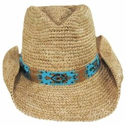 Mazatlan Crochet Raffia Straw Western Hat