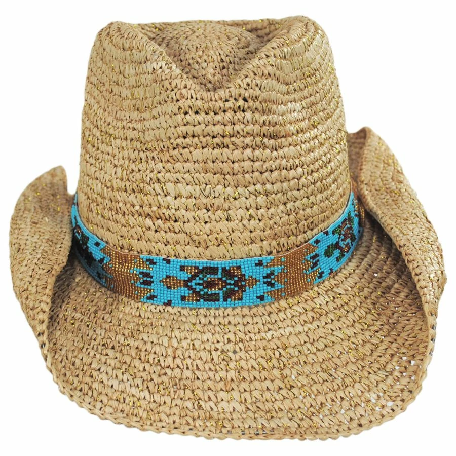 Mazatlan Crochet Raffia Straw Western Hat