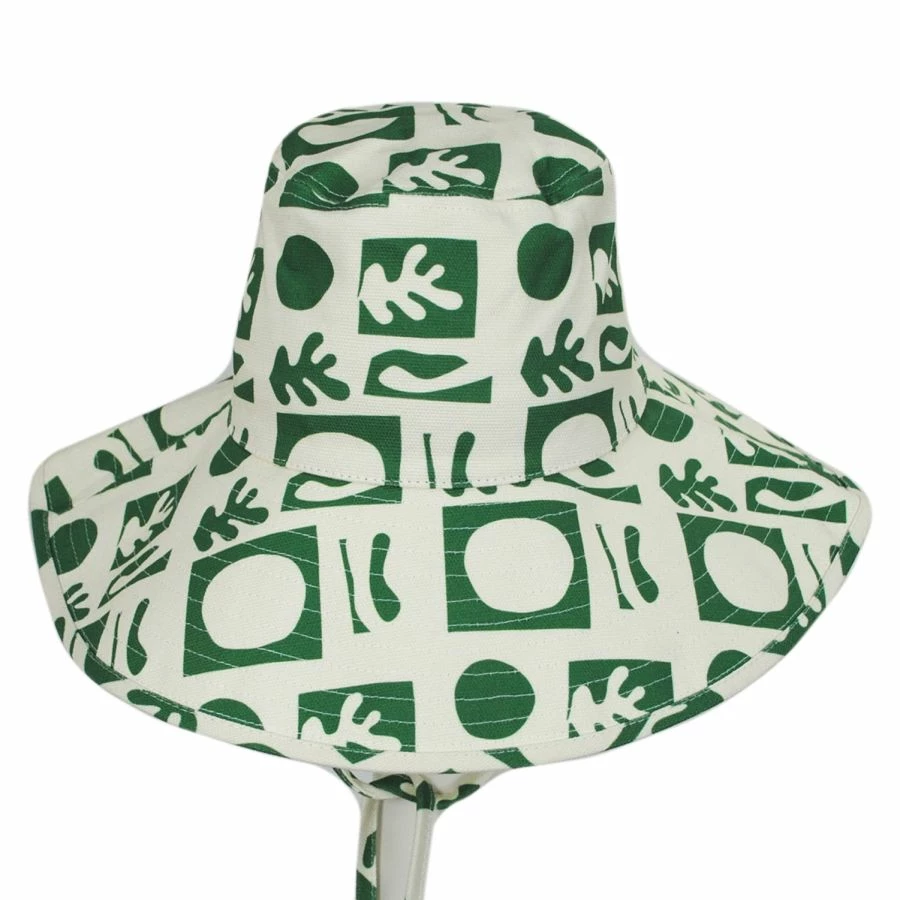 Holiday Retro Cotton Bucket Hat - White/Green 1 Holiday Retro Cotton Bucket Hat - White/Green