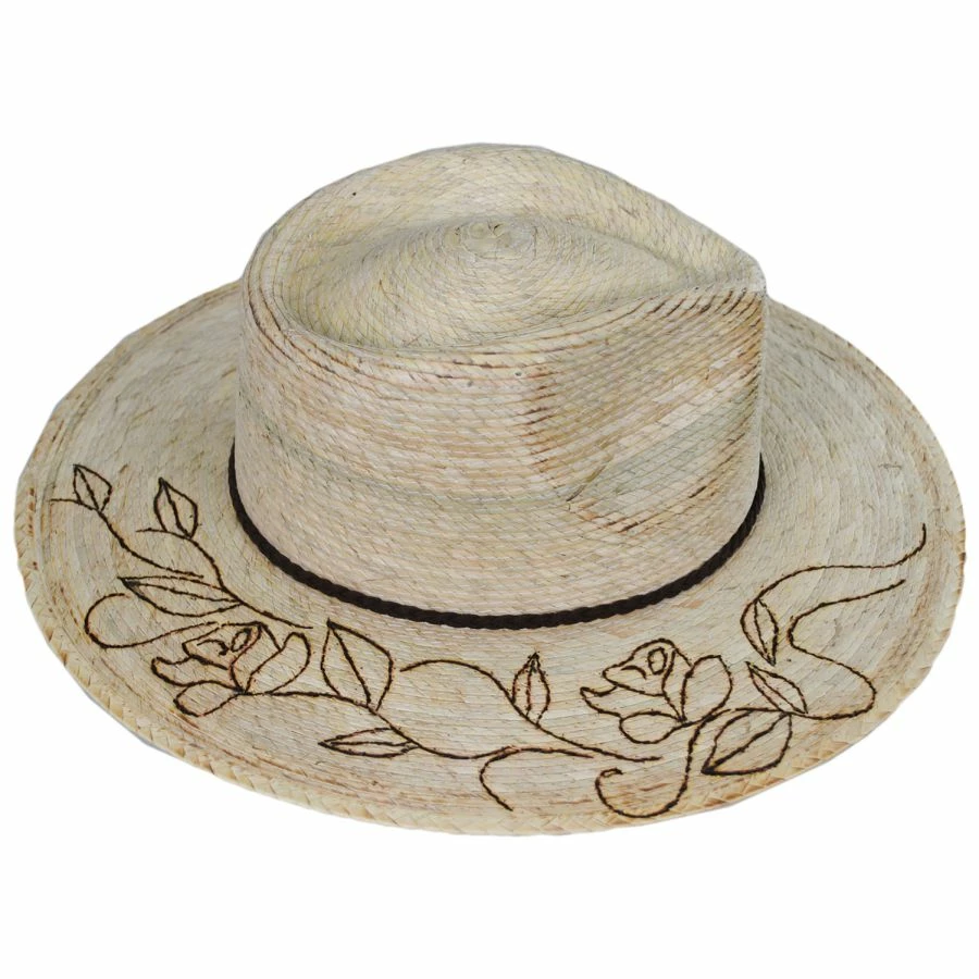 Vintage Couture Mateo Floral Band Palm Straw Rancher Fedora Hat 2 Vintage Couture Mateo Floral Band Palm Straw Rancher Fedora Hat - Image 2