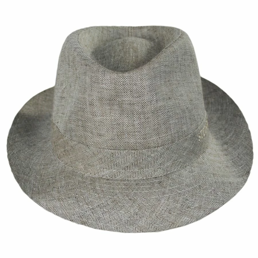 Stetson Linen Herringbone Trilby Fedora Hat 1 Stetson Linen Herringbone Trilby Fedora Hat