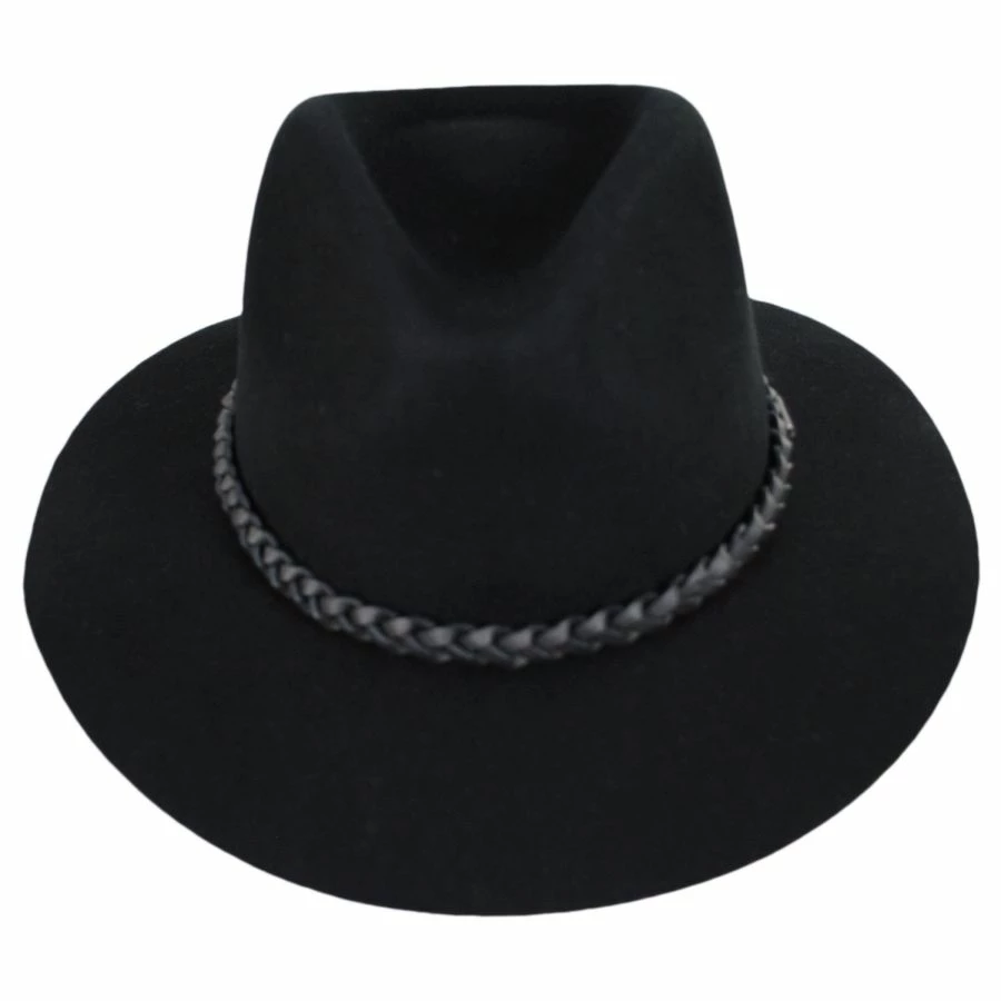 Messer Wool Felt Western Fedora Hat - Black 1 Messer Wool Felt Western Fedora Hat - Black
