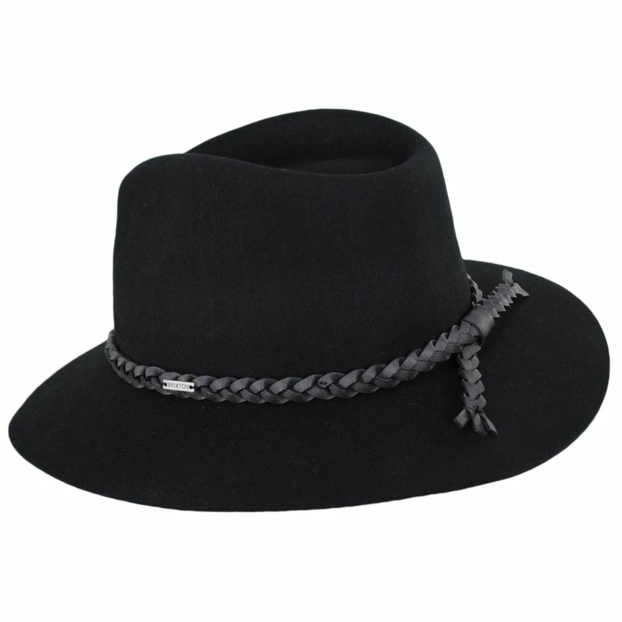 Messer Wool Felt Western Fedora Hat - Black 2 Messer Wool Felt Western Fedora Hat - Black - Image 2