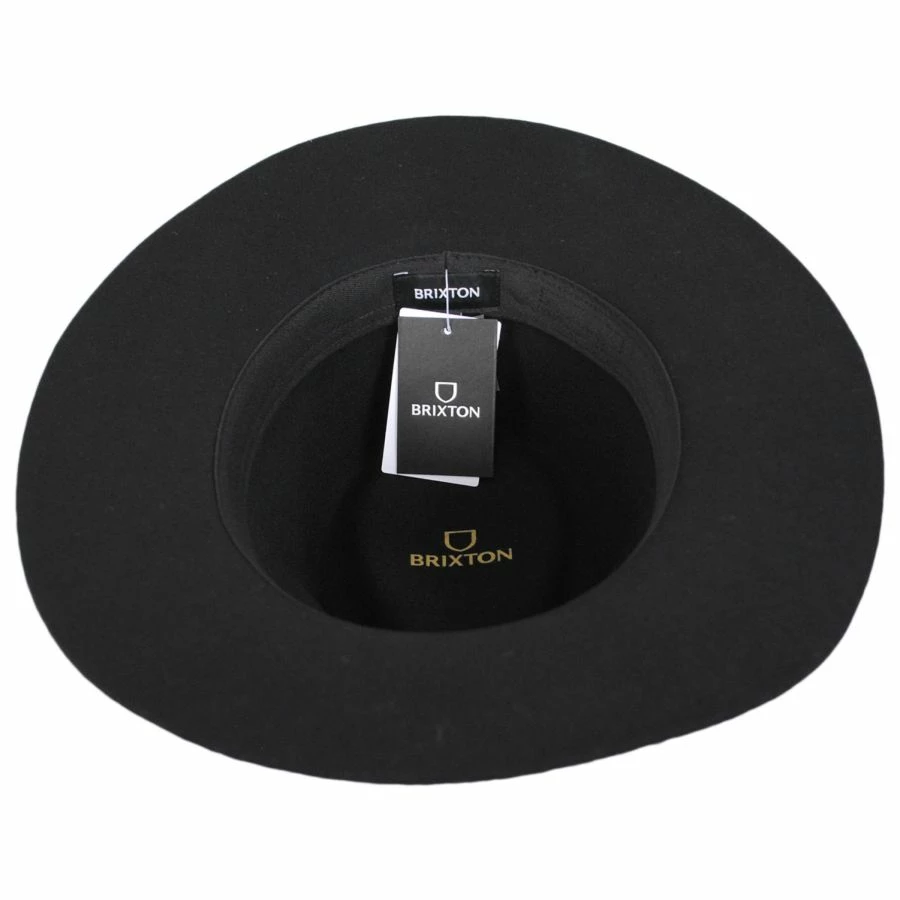 Messer Wool Felt Western Fedora Hat - Black 3 Messer Wool Felt Western Fedora Hat - Black - Image 3