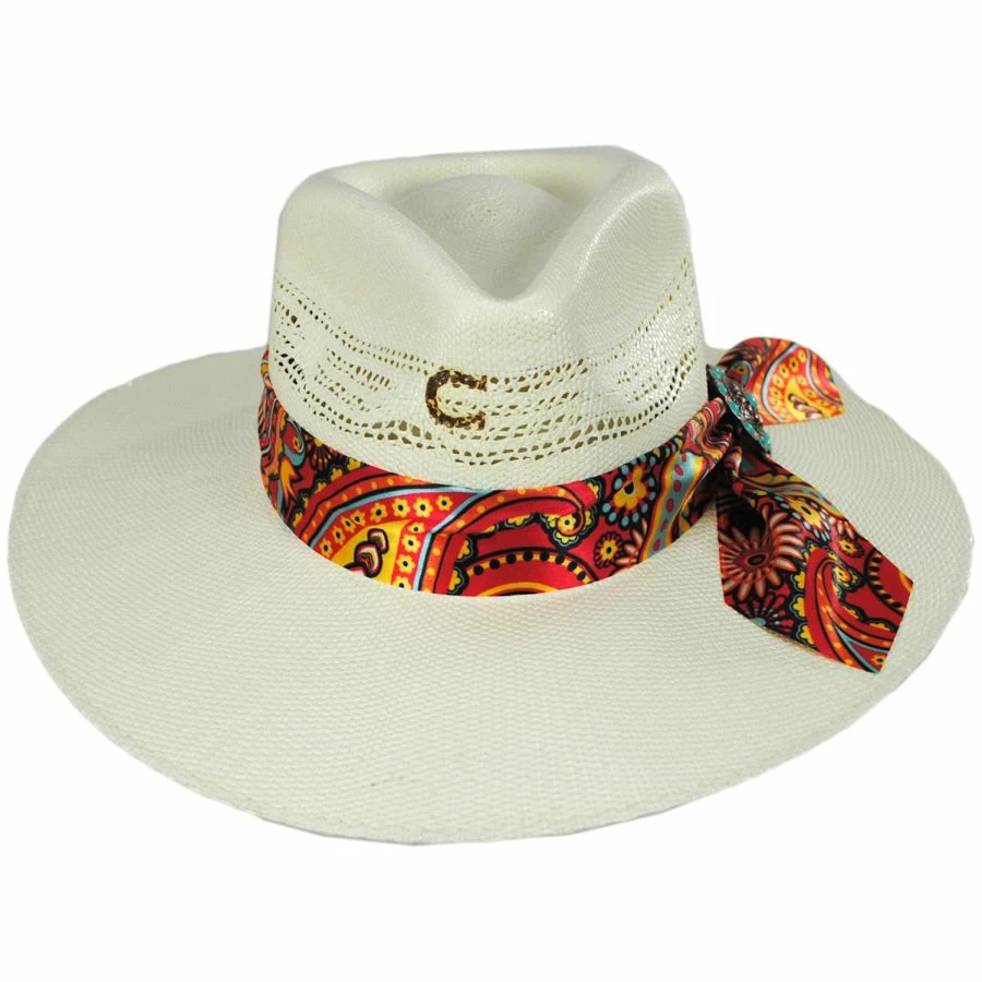 CHARLIE 1 HORSE Chisos Shantung Straw Fedora Hat 1 CHARLIE 1 HORSE Chisos Shantung Straw Fedora Hat