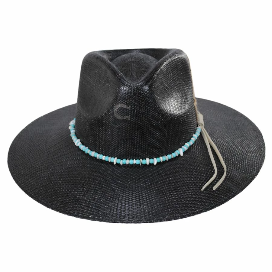 CHARLIE 1 HORSE Midnight Toker Shantung Straw Wide Brim Fedora Hat 1 CHARLIE 1 HORSE Midnight Toker Shantung Straw Wide Brim Fedora Hat