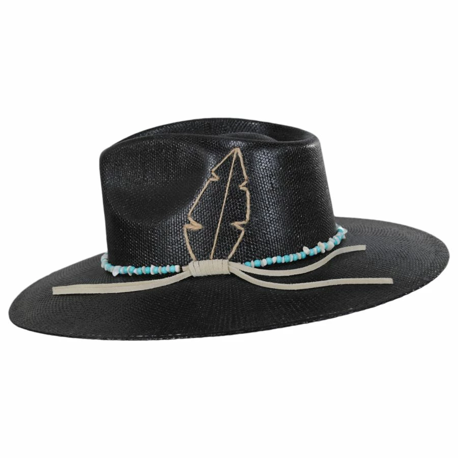 CHARLIE 1 HORSE Midnight Toker Shantung Straw Wide Brim Fedora Hat 2 CHARLIE 1 HORSE Midnight Toker Shantung Straw Wide Brim Fedora Hat - Image 2