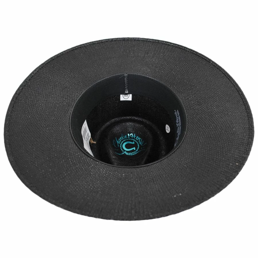 CHARLIE 1 HORSE Midnight Toker Shantung Straw Wide Brim Fedora Hat 3 CHARLIE 1 HORSE Midnight Toker Shantung Straw Wide Brim Fedora Hat - Image 3