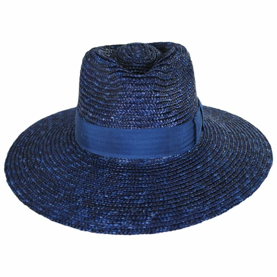 Joanna Wheat Straw Fedora Hat - Blue 1 Joanna Wheat Straw Fedora Hat - Blue