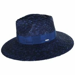 Alternative view of Joanna Wheat Straw Fedora Hat - Blue